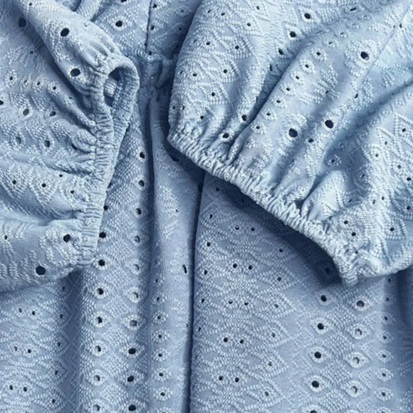 Altar'd State Blue Eyelet Blouse Ruffle‎ Detail Size Small lc112 - Picture 3 of 5